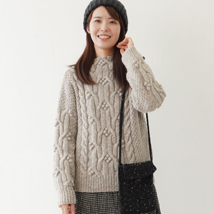 ポップルとかのこ編みのセーター