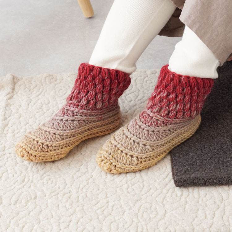 1玉で編めるルームシューズ
