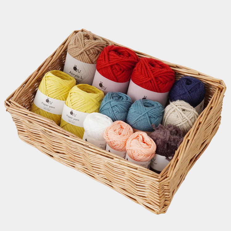 6種類の毛糸が楽しめるニットワームの編み比べセット