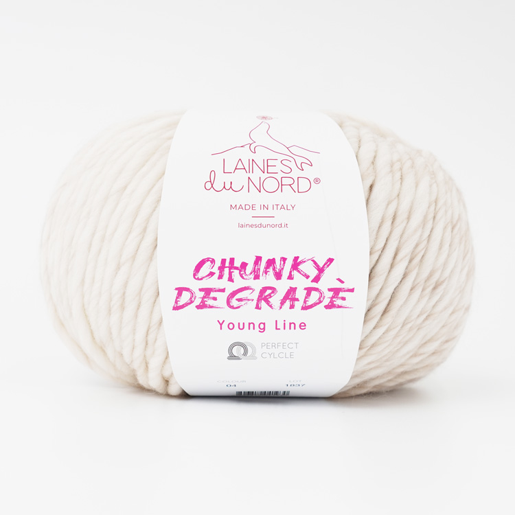 Laines du Nord  CHUNKY DEGRADE 超極太 200g(120m)4.ホワイト×ベージュ