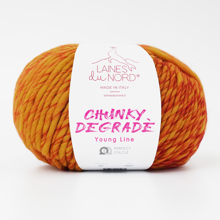 Laines du Nord  CHUNKY DEGRADE 超極太 200g(120m)7.黄色×赤