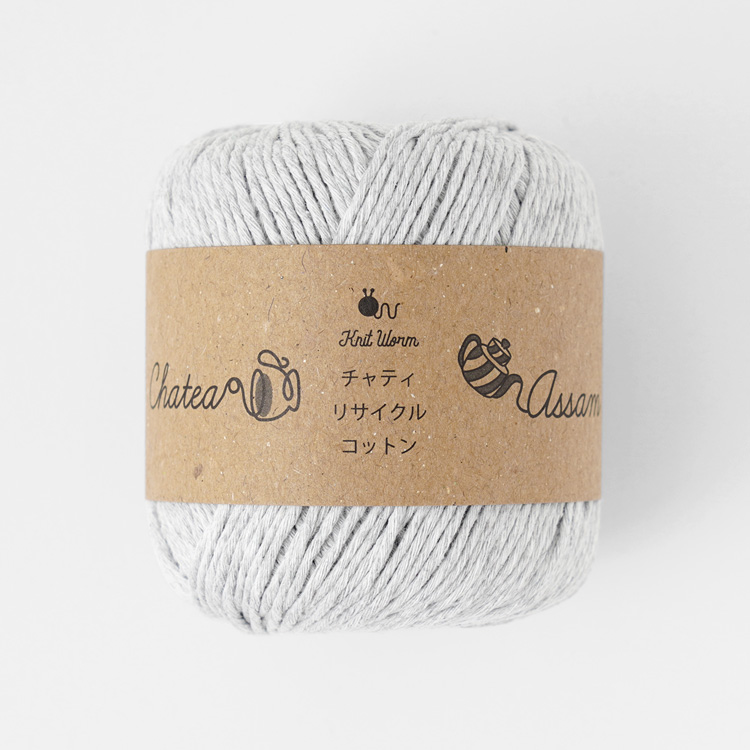 Knitworm Chatea Assam リサイクルコットン 並太 30g(60m) 10玉セット　グレー