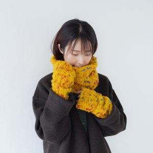【無料編み図】#14-1・2 ふんわり編み地のネックウォーマーとハンドウォーマー